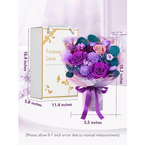 Eterfield Flowers for Delivery Prime, Mother's Day Forever Flowers Bouquet, Preserved Roses and Purple Flowers Birthday Gifts for Her Women Wife Mom Grandma Anniversary Valentine's Day Christmas