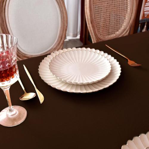 MEANMOY Brown 210 GSM Water & Stain Resistant Rectangle Tablecloth for 3 Foot Table - Solid 52 x 70 Inch Rectangular Table Cloth in Wrinkle Free Washable Polyester Fabric for Wedding, Party, Banquet