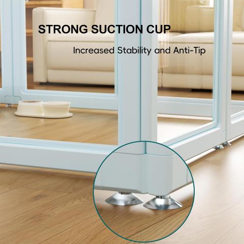Clear Acrylic Dog Playpen with Door - 24 Inch Tall Puppy Playpen - Easy Assemble Pet Fence - 12 Panel Indoor Dog Play Pen for Puppies/Small (24 Inch High, 12 Panel)