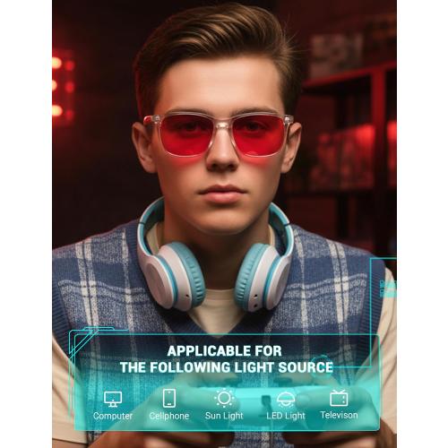 TIJN Blue Light Glasses for Men Women - Red Light Glasses for Computer Gaming - Dual AR Coating Lens - Screen Fatigue & UV Protection
