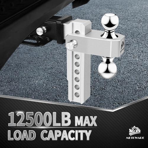 METOWARE Adjustable Trailer Hitch Fits 2 Receiver, 8 Drop/Rise 12.5K GTW
