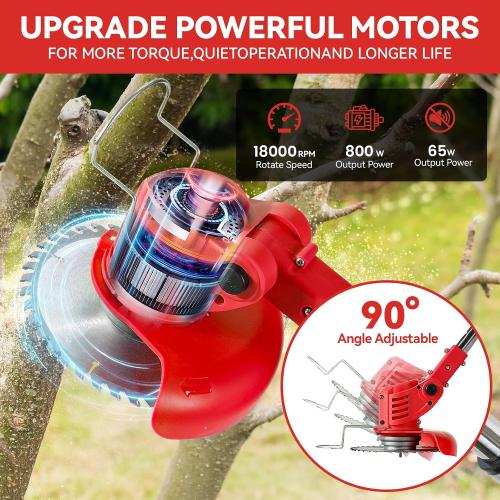 Electric Weed Wacker Cordless,24v Battery Powered Weed Eater，with Blade & 2 4.0 Ah Batteries & Charger, 3 in 1 Women Lightweight Grass Trimmer， Brush Cutters for Gardens, Yards, and Patios