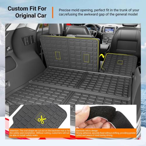 powoq Cargo Mat Compatible with 2015-2024 Ford Edge Cargo Liner Backrest Mat TPE Back Seat Protector (Only for 5-Seater) Replacement for 2015-2024 Ford Edge Accessories (Trunk Mat Backrest Mats)