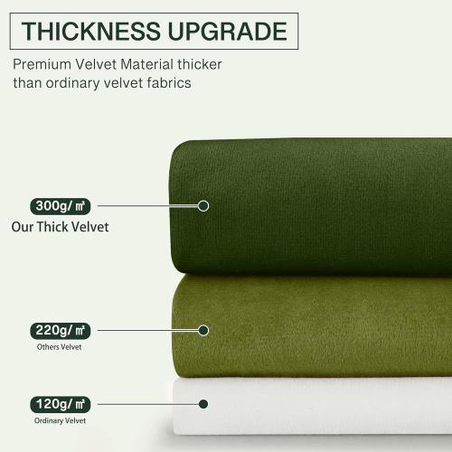 StangH Sage Green Velvet Curtains for Living Room Super Soft Thermal Insulated Privacy Protection Room Darkening Drapes for Bedroom/Nursery, W62 x L96, 2 Panels