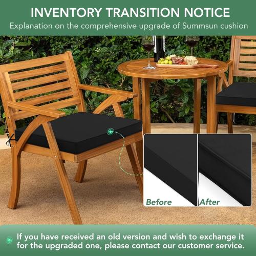Outdoor Chair Cushions Set of 2: Waterproof & Fade Resistant Deep Seat Cushion for Patio Furniture - 24 x 24 x 3 Inch Chair Pads with Ties and Hidden Zipper - Patio Chair Cushion Replacement, Black