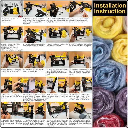 Electric Yarn Spinner Kit with Foot Controller & 3 Bobbins, Small Yarn Winder with Forward & Reverse