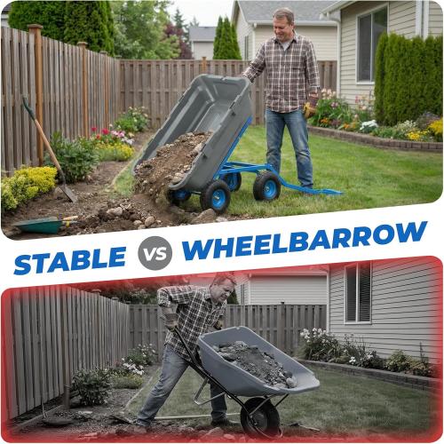 Sekey 1000lbs Garden Dump Cart for Seniors, Capacity Yard Wagon with Rubber Tires, Quick-Release Dumping & Easy-Maneuver Handle for Soil, Rocks, and Firewood, Gray