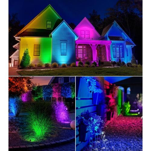 SUNVIE RGBW Outdoor Spotlight 12W LED Landscape Spotlights 120V Color Changing Spotlight Outdoor with Remote Control Waterproof LED Spot Lights Landscape Lights for Yard Patio Garden Lawn, 1 Pack