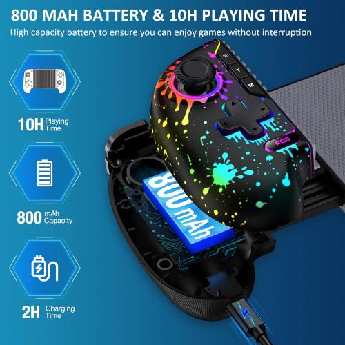 Wireless Phone Controller for iPhone/Android with Hall Joystick/Trigger, Mobile Gaming Controller Support Xbox Cloud, Steam Link, Call of Duty, Roblox, Cloud Android iOS Controller (Black-Spray)
