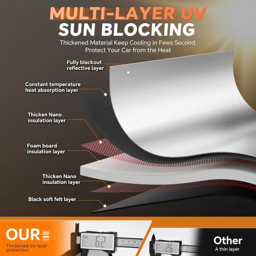 Sulagi Windshield Sun Shade for Kia K4 2025-2026 Custom Fit Accordion Folding Design Window Sunshade Car Accessories, Full Coverage Sun Visor Protector - Blocks 99% UV Rays