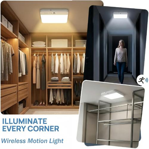 Rechargeable Motion Sensor LED Ceiling Light with Remote, Wireless Battery Operated Closet Light, 400LM Dimmable 3 Color Temperatures, Motion Activated Light for Stair Hallway Garage Pantry