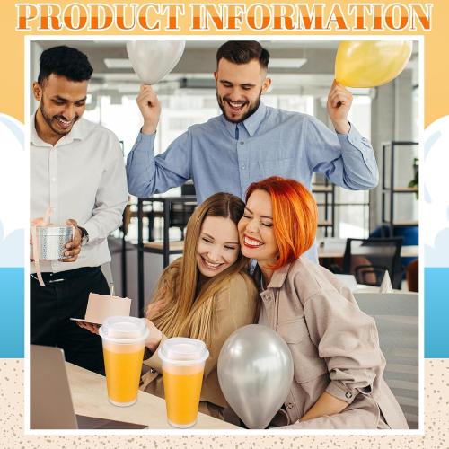 Honeydak Pack 16 oz Reusable Coffee Cups with Lids Water Bottle Iced Coffee Travel Mug Reusable Portable Plastic Tea Tumblers Bulk for Hot and Cold Drinks Birthdays Party(Stylish,Clear)