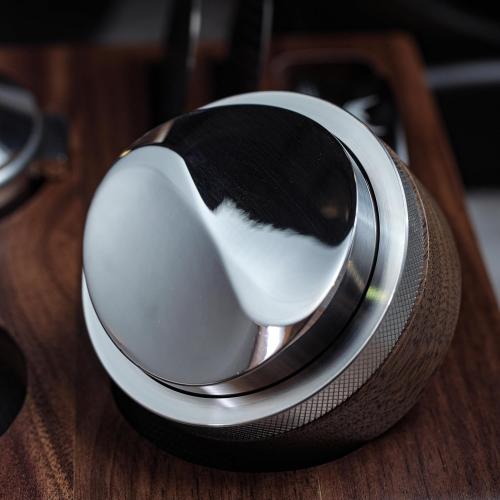 54mm Espresso Distribution Tool Walnut Coffee Distributor Adjustable Depth Stainless Steel Espresso Leveler Compatible with Breville Espresso Machines