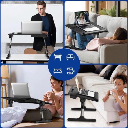 Besign LT07 Lap Desk [Extra Large], Adjustable Laptop Table, Portable Standing Bed Desk, Foldable Sofa Breakfast Tray, Notebook Computer Stand for Reading and Writing (Black)