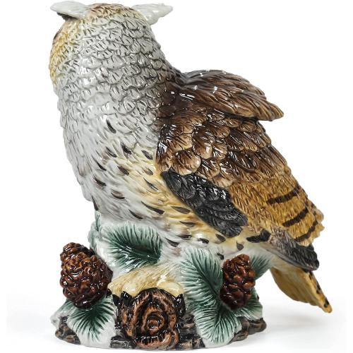 Ceramic Large Collectible Figurines Statue，3D Hand-Painted Owl Home Decoration- 9.45 H