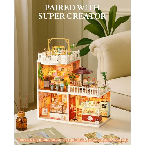Rolife Super Creator Series Accessroies, DIY Mini Flower Garden Scenery Kit, Miniature Dollhouse Castle Building Kit's Part, Chic Café Terrace Gift for Kids Adults Women
