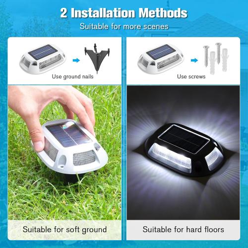 VOLISUN Solar Driveway Lights Dock Deck Lights 12 Pack,9 Colors in 1 Led IP67 Waterproof Outdoor Warning Step Lights for Driveway Sidewalk Pathway RGB