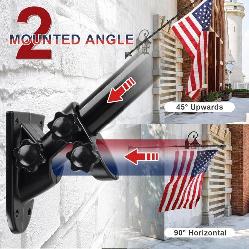 American Flag with Pole Kit - 5ft Heavy Duty Non-Tangle Flag Pole Holder for Outside House,3X5 Embroidered US Flag,Dual Bracket for Hanging Banners,Garden Flags,Grommets, for Front Porch,Outdoork
