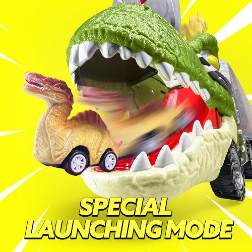 JOYIN 13 in 1 Dinosaur Toys for Kids 3-5, Dinosaur Truck with 12 Pull Back Cars, Birthday Gifts Toys for 3 4 5  Year Old Boy, Transport Carrier Truck for Toddlers, Easter Kids Gifts