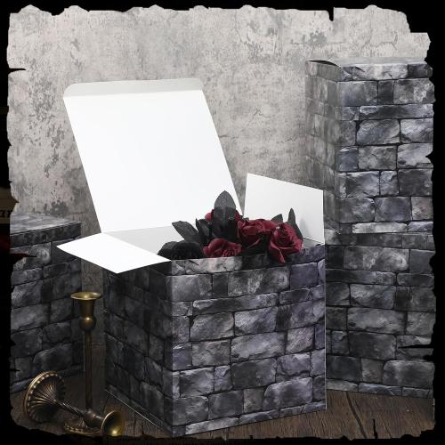 6 Pcs Large 11.81 Inch Stone Wall Boxes Medieval Themed Party Decorations Jumbo Giant Castle Brick Wall Centerpieces for Cobble Stone Brick Wall Medieval Party Birthday Party Favors Box