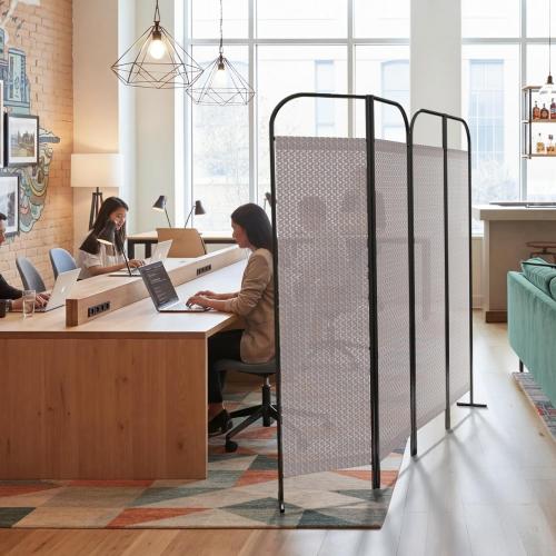 DECOLAB Freestanding Folding Room Divider, Portable Privacy Partition Panel for Home, Office, Bedroom, Studio, Adjustable Layout, 68 x 71, Waltz