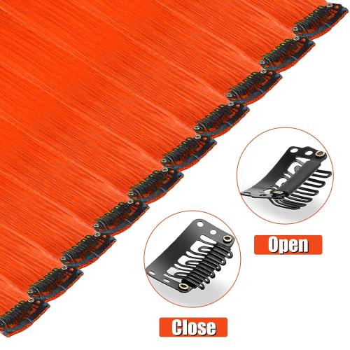 8 PCS Orange Hair Extensions Clip in, 22 Inch Colored Party Synthetic Neon Highlights Extensions, Rainbow Hair Accessories for Women Hair Pieces (Orange)