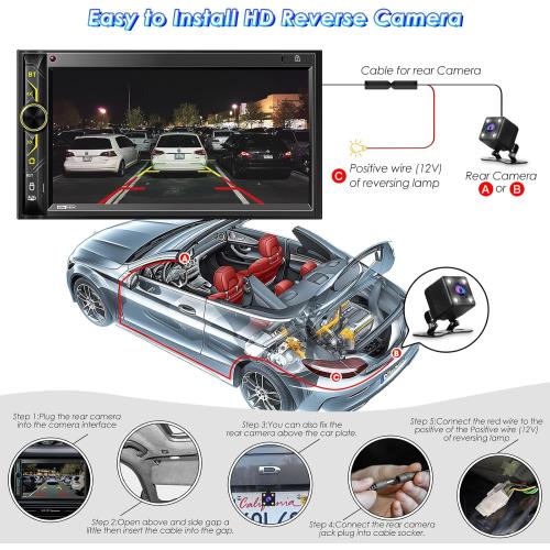 Double Din CarPlay Multimedia System: 7 Inch Touchscreen Car Stereo Receiver – Bluetooth Android Auto Car Radio with Backup Camera Mirror Link AM FM USB SD AUX Subwoofer Steering Wheel Control