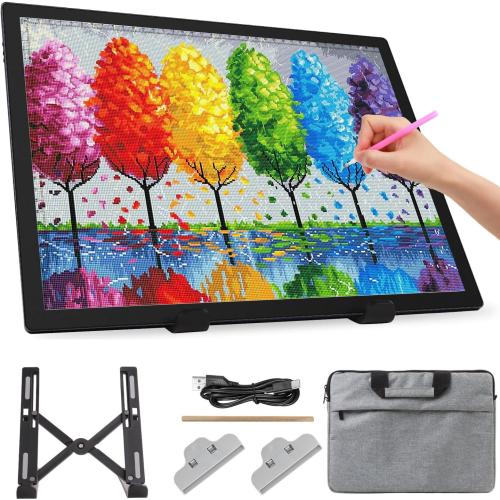 Color Grey Zocelight Light Box A3 with Bag/Stand,3000mAh Battery,Rechargeable led Light pad,3 Colors dimmable and 6 Brightness dimming Light Table for Diamond Painting,Drawing,Sketching,Tattoo,Vinyl Weeding