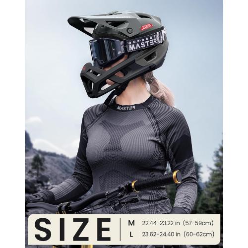 OutdoorMaster Full Face Mountain Bike Helmet for Men & Women-Two Removable Chin Pad Mountain Bike Helmet Grizzly, Ventilation Lightweight Racing Downhill DH BMX MTB Helmet
