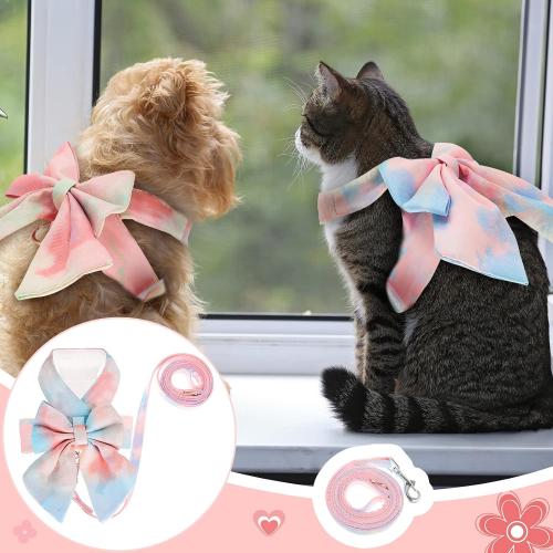 2 Sets Bow Tie Small Dog Harness and Leash Set