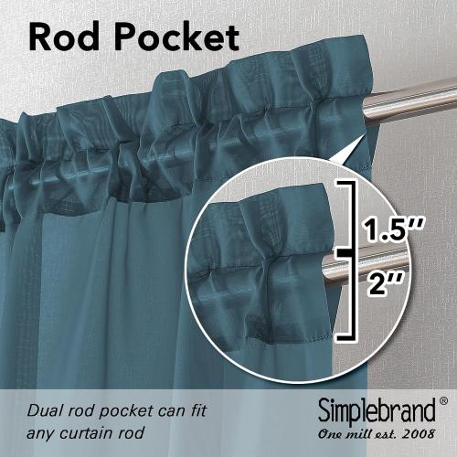 Simplebrand Dusty Blue Sheer Curtains 90 Inches Long 2 Panels, Light Filtering Rod Pocket Solid Color Window Sheer Curtain Panels, Elegant Curtains & Drapes for Living Room, Bedroom, 42 W x 90 L