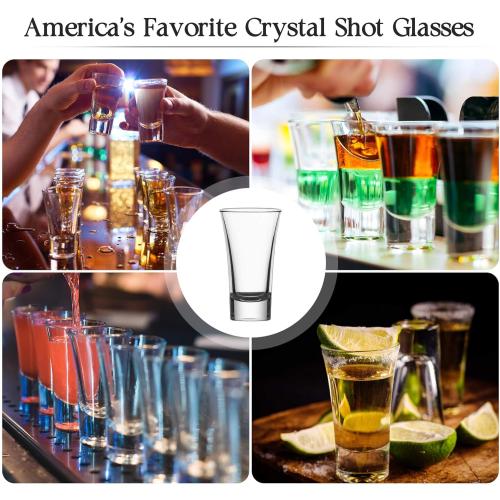 18 Pack Shot Glasses, 2 OZ Heavy Base Clear Shot Cups for Whiskey, Tequila, Vodka, Espresso - Durable Glasses Drinking Set for Home, Bars & Parties