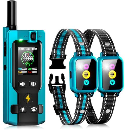 Dog Shock Collar for 2 Dogs 4200FT: Innovative Step Counter & Smart Color Screen Dog Training Collar with Remote 5 Modes, IP67 Waterproof Rechargeable Ecollars for Large Medium Small Dogs