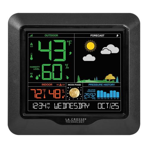 La Crosse Technology Color Forecast Station - Large Display, Temperature/Humidity Alerts, Seasonal Scenes - Indoor/Outdoor Monitoring, HI/LO Records, Barometric Pressure - Atomic Time, DST Updates