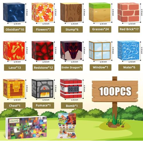 Magnetic Blocks 100Pcs Magnetic Tiles Building Toys Construction Toys STEM Sensory Construction Toys for 3 4 5 6 7 8 Year Old Boys & Girls, Creative Kids Games Kids Toy