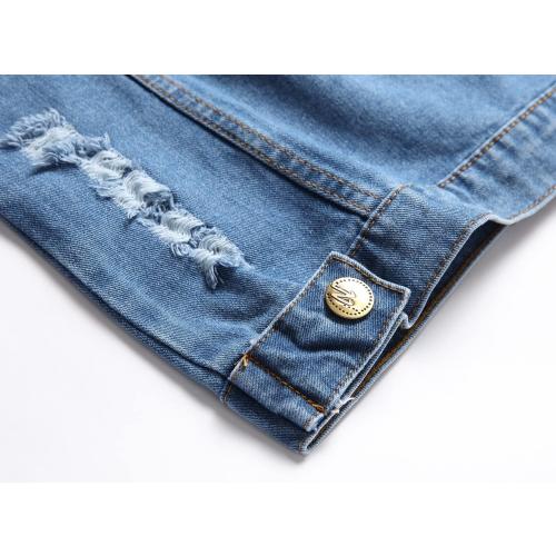 Size/2xl Denim Vest Men Lapel Sleeveless Slim Fit Retro Ripped Casual Jean Vest for Men's