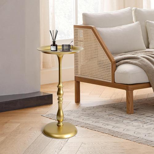 Dark brown Small Round Metal Side Table, 24.2 Height Vintage Accent End Table for Living Room, Bedroom, or Patio – Sturdy Iron Pedestal Nightstand for Sofa Corner, Bedside, or Outdoor Use