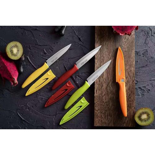 Paring knife, 4PCS Paring knives (4 Knives and 4 Knife cover), 4 Inch Peeling Knife, Fruit and Vegetable Knife, Ultra Sharp Kitchen Knives, German Steel, PP Plastic Handle