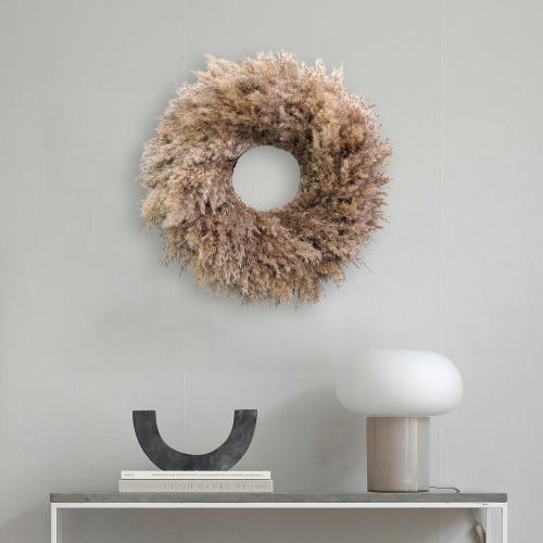 Brown 20 Natural Pampas Grass Wreath, 20'' Real Pampas Wreath for Front Door, Boho Wall Decor, Farmhouse Style, DIY Arrangement, Feather Wall Decor