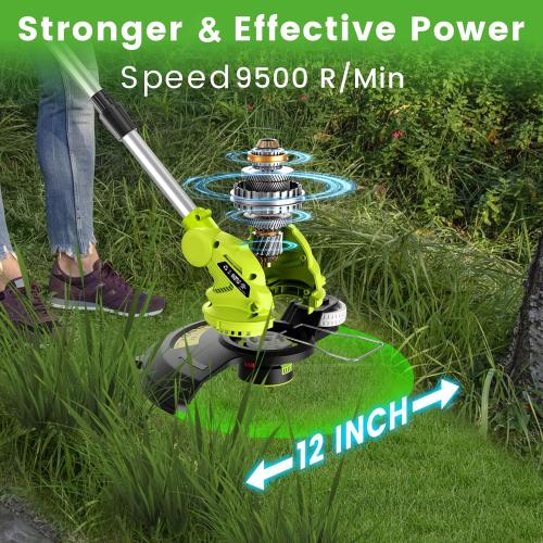 12 Cordless String Trimmer with 2 2.0Ah Battery and Charger, Electric Weed Wacker, Weed Eater Battery Powered, 20V Lawn Mower Lawn Edger, Auto Line Feed Grass Cutter Lightweight Garden Tools for Yard