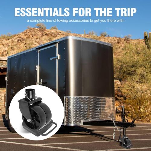 Trailer Jack Wheel with Chock - 6 Dual Caster with Double Wheel Chock Capacity 2000lbs fits Any Jack Better Soft Ground Roll Trailer Parts(Black)