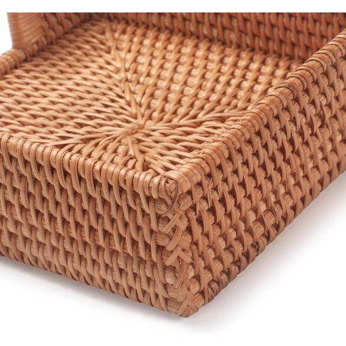 Rattan Napkin Holder Square, Napkin Holders for Paper Napkins, 7.5 x 7.5 x 2.5, Wicker Napkin Tray, Woven Guest Towel Holder for Restaurant/Kitchen/Bathroom Napkin Holder for Table
