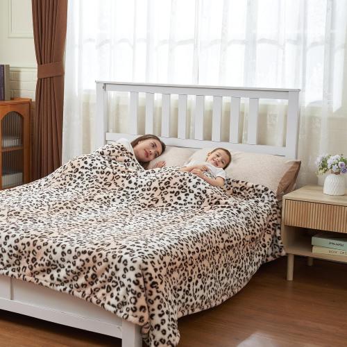 Heated Blanket Electric Blanket Twin Size 62x84 Fast Heating Electric Blanket with 12 Hours Auto-Off and 6 Heating Settings Overheat Protection Cozy Soft Faux Fur Heated Throw Blanket ETL, Leopard