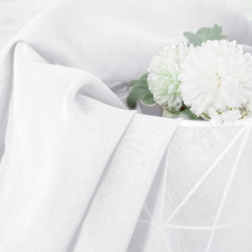 Tollpiz Short Sheer Curtains Linen Textured Bedroom Curtain Sheers Light Filtering Rod Pocket Voile Curtains for Living Room, 54 x 45 inches Long, White, Set of 2 Panels
