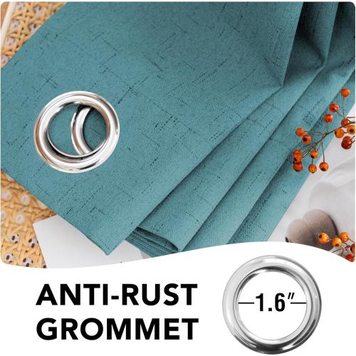H.VERSAILTEX Linen Blackout Curtains 63 Inches Long 100% Absolutely Blackout Thermal Insulated Textured Linen Look Curtain Draperies Anti-Rust Grommet, Energy Saving with White Liner, 1 Panels, Teal