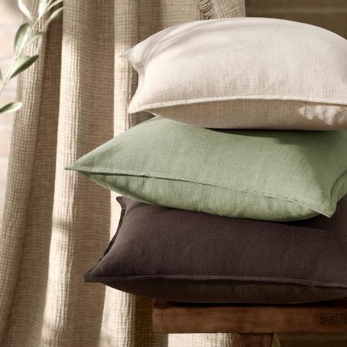 ANRODUO Decorative Linen Euro Pillow Covers 22x22 Natural Beige Pack of 2