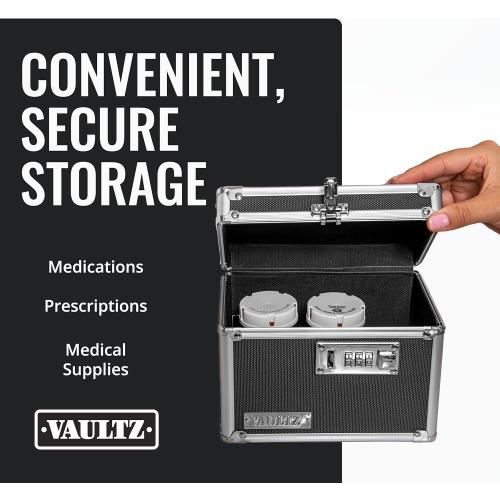Vaultz Medicine Lock Box - 5 x 7 x 5 Inches - Secure Cabinet Safe with Combination Lock - Ideal for Medications and Small Valuables - Black