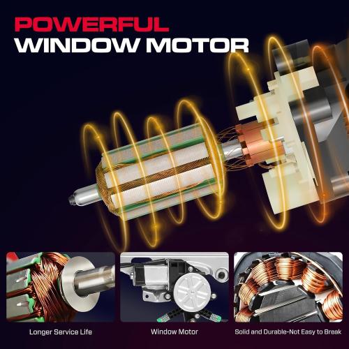 Front Passenger Side Power Window Regulator with Motor (2 Pins) Fit for 2001-2006 Chevrolet Silverado 1500 3500, Avalanche Suburban GMC Sierra 1500 2500 3500 Yukon XL Cadillac Escalade, 741-645