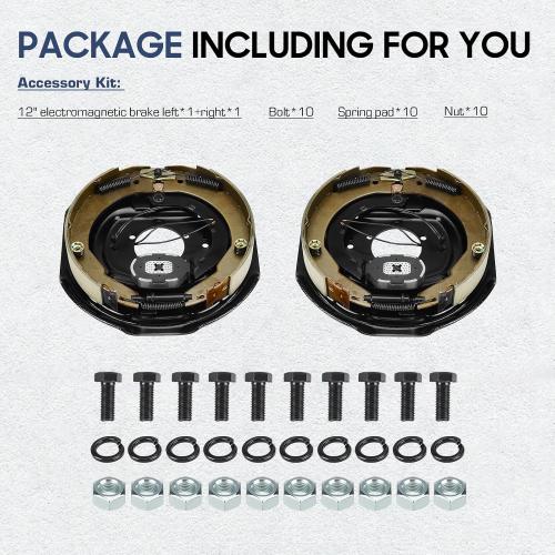 SEHNSUCHT Trailer Electric Brakes, 1 Pair of Electric Brake Assembly 12 X 2 for 5200lb 6000lb 7000lb Axle (Set 2: 1 Left 1 Right)