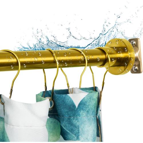 Artiwell Heavy Duty Shower Rod, Adjustable Shower Curtain Rod, Expandable 47-84 Inch, Permanent Mount Shower Rod, Never Rust Stainless Steel For Window Curtain and Closet, Brushed Gold